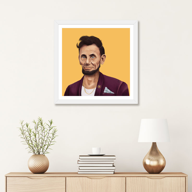 « abraham lincoln » par amit shimoni-impression, H 16 po x l 16 po x P 1 po, Papier avec cadre blanc