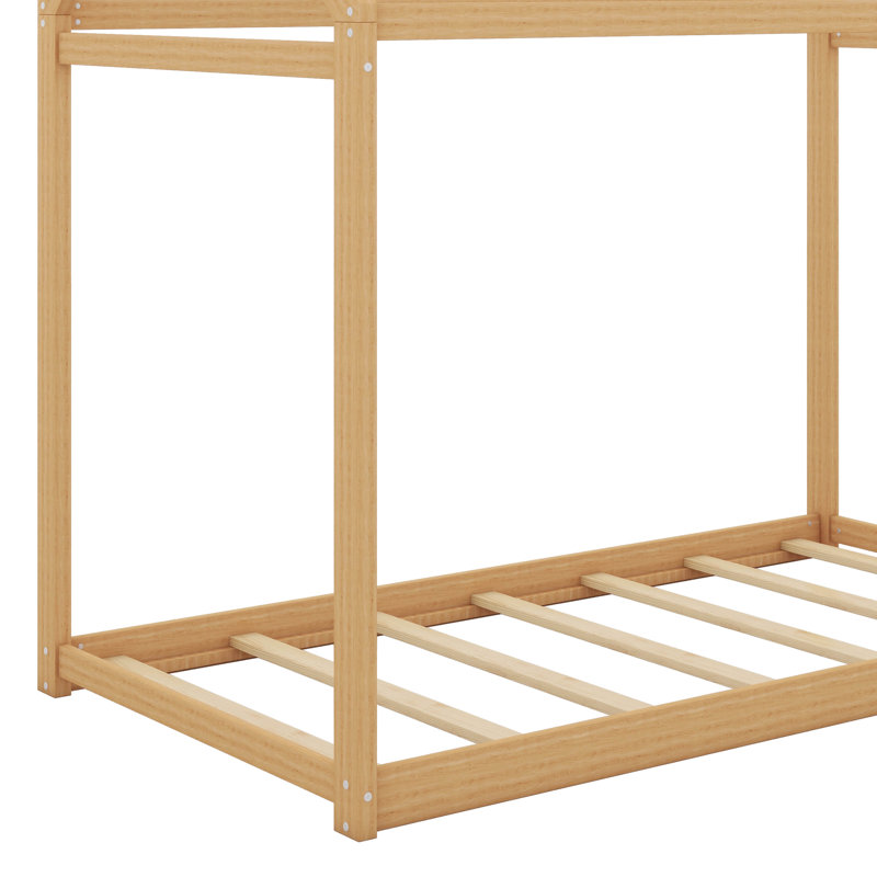 Lit en bois, lit sur pied avec lattes de bois, lit simple
