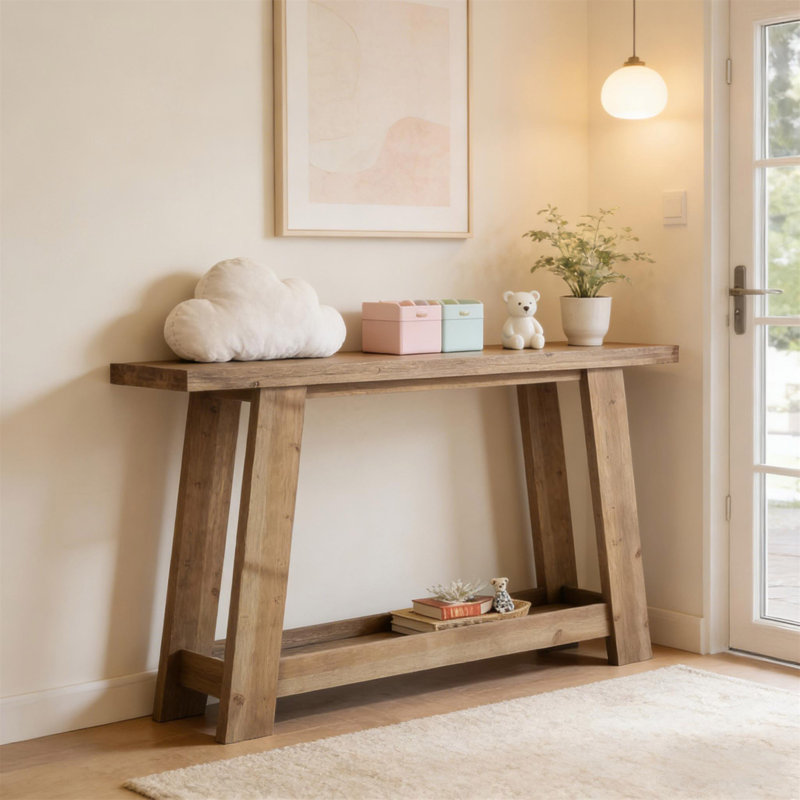Narrow Sofa Table,Two-Tier Console Table,Wooden Entryway Table