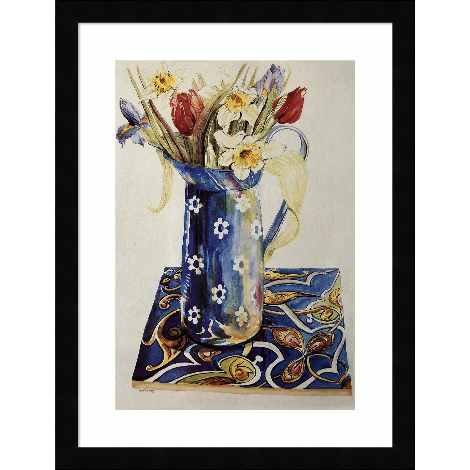 Tulips Print by Joan Thewsey, 17" H x 13" W, Black