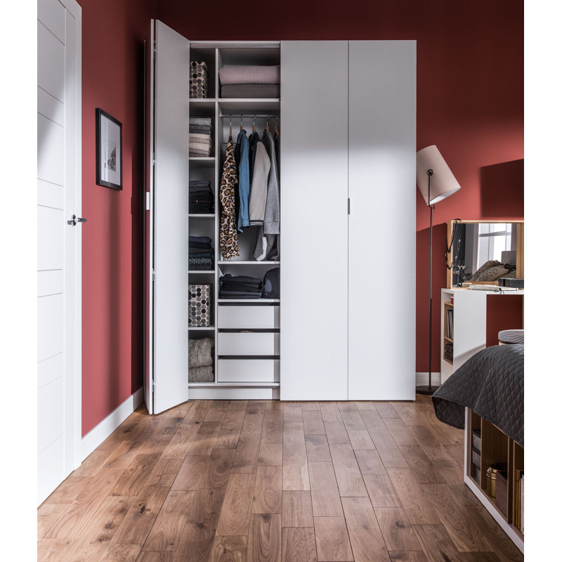 Reba 4 Door Wardrobe, 206cm H x 180cm W x 57cm D, White