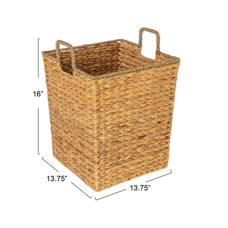 Natural Handwoven Seagrass and Water Hyacinth Basket with Handles