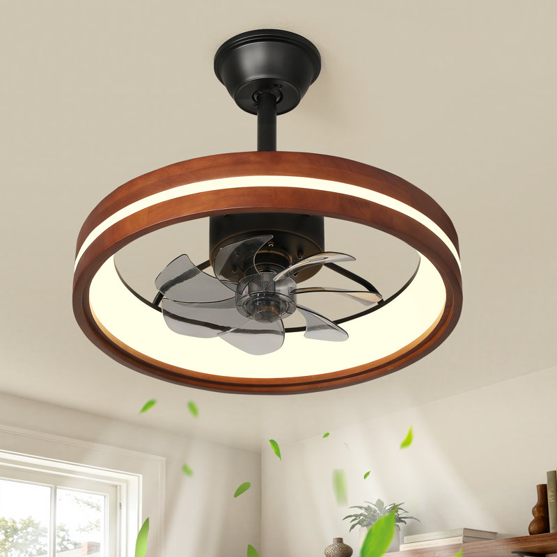 Ventilateur de plafond de 50 cm avec lumière, application et télécommande, DEL à intensité variable pour chambre et salon