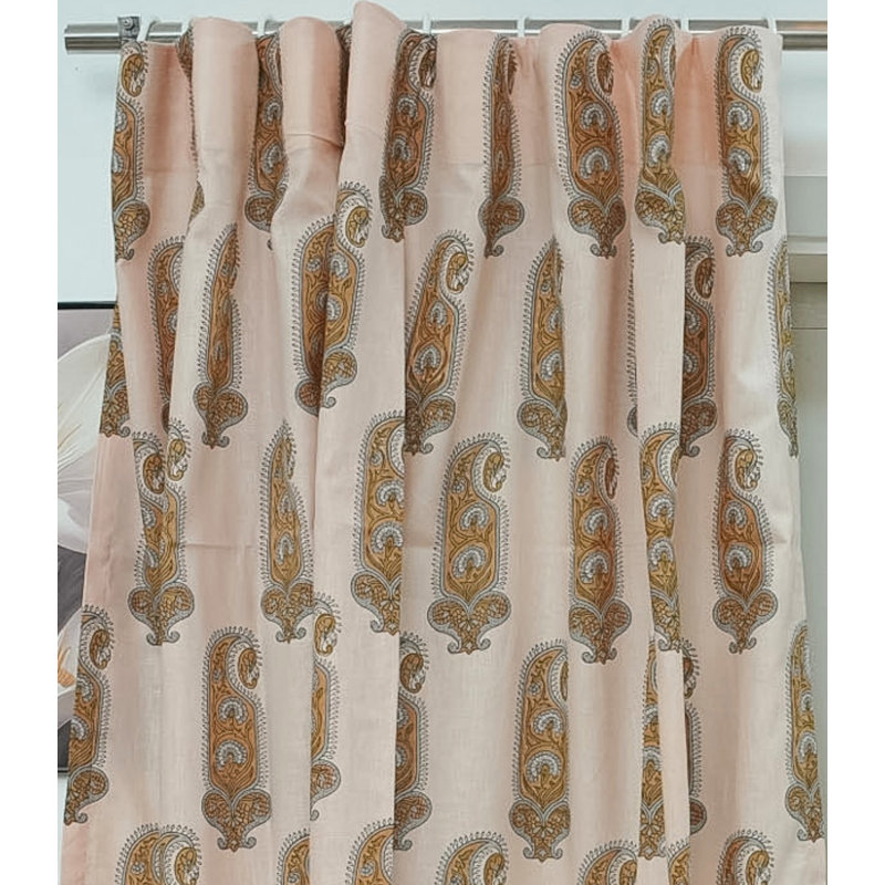 Blocs de rideaux bleus à imprimé floral gris, L 54 po x L 36 po