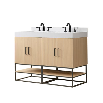 48'' Double Bathroom Vanity with Cultured Marble Top