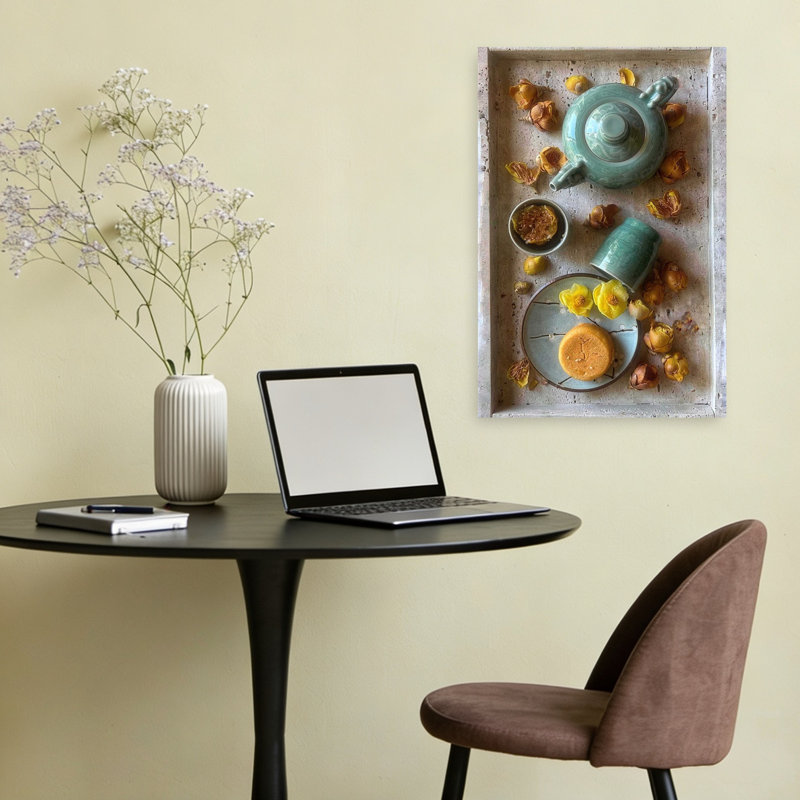 «Tranquil Asian Tea Cerémonie», reproduction d'art contemporain abstraite, H 24 po x l 16 po