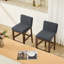 Tabouret de bar en bois massif avec dossier en lin-413452490