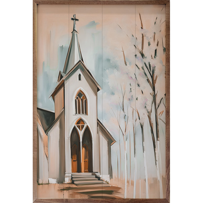 Église au printemps, H 8 po x l 5 po x P 1 po