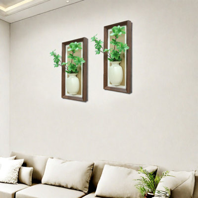 Wooden Frame Wall Vase 2pcs