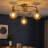 Vanderly 3-Light Semi-Flush Mount with Amber Glass Globes