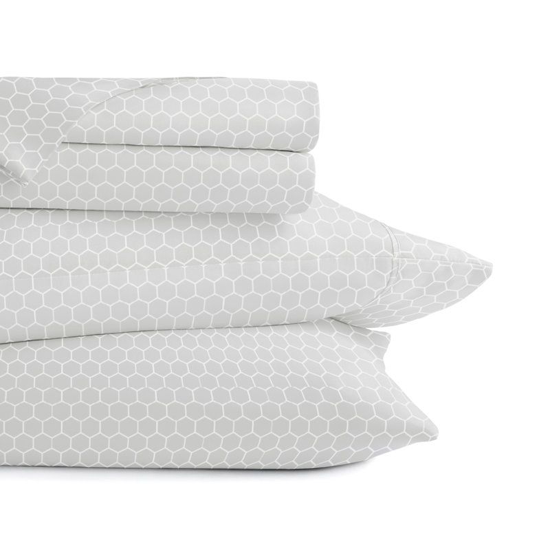 Simply Soft™ Honeycomb Pattern Microfiber Sheet Set, Gray, Twin Sheet Set + Fitted Sheet + 1 Pillowcase