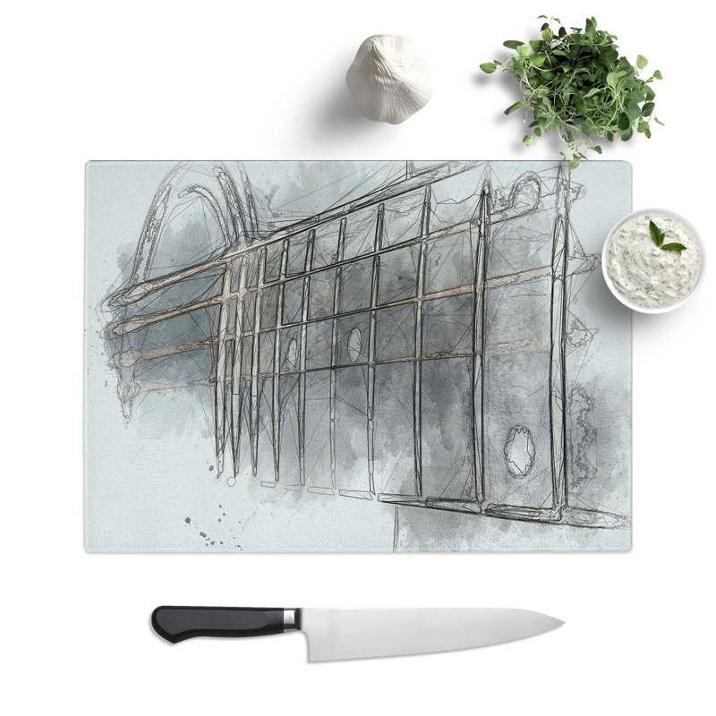 Tempered Glass Strings of the Guitar Chopping Board, 39 cm W x 28.5 cm L