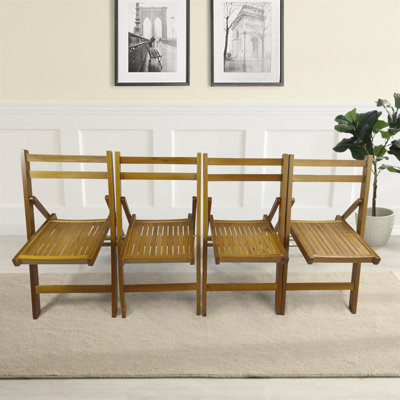 Chaise pliante en bois à lattes Furniture - couleur miel, ensemble de 4, chaise pliante, style pliable