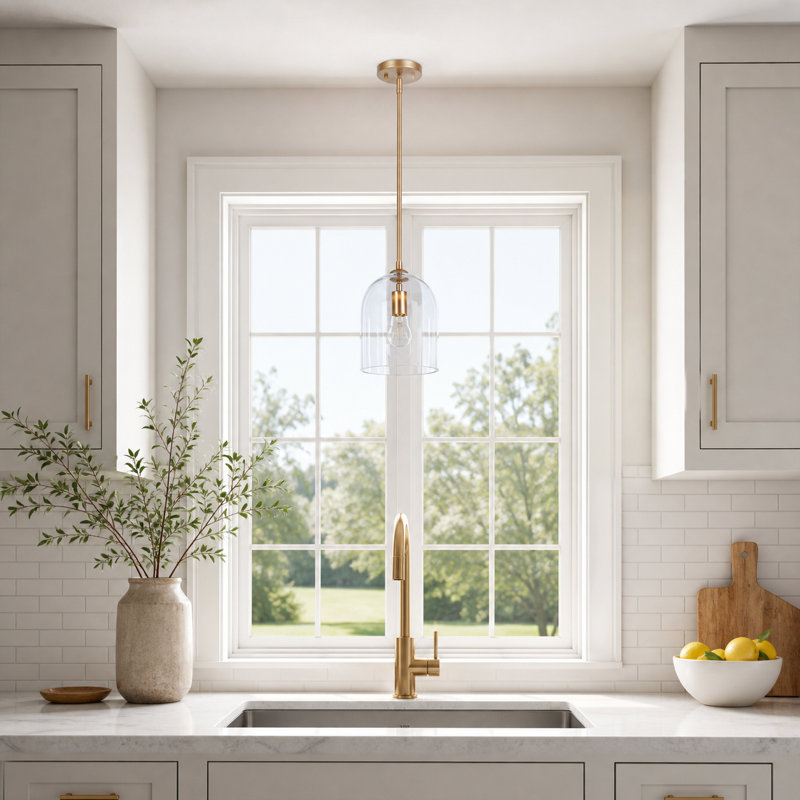 Luminaire suspendu simple en forme de dôme de style moderne pour îlot de cuisine l 7,9 po.