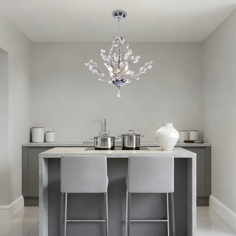 Darcey 4 - Light 18"W Unique Traditional Empire Chandelier with Crystal Accents & Metal Frame for Dining Room or Living Room