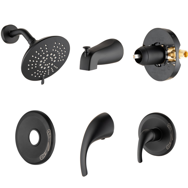 Wall Mounted Shower Valve With Matte Black Finish & 5 Functions Single Lever Handle Faucet Included -
