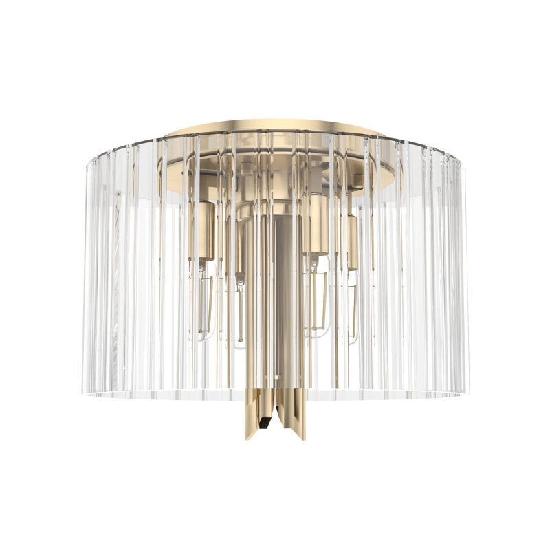 Alturas Gold Clear Fluted Glass LED Flush Mount Ceiling Light