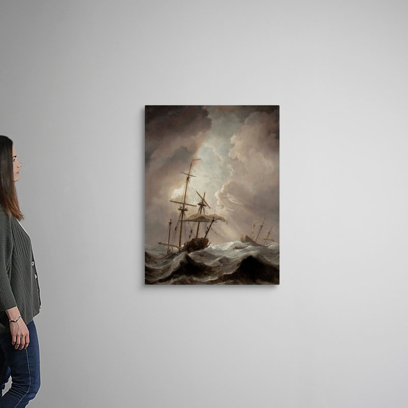 «Storm at Sea» par william the Younger van de Velde - reproduction d'art sur toile, H 40 po x l 30 po x P 1,25 po