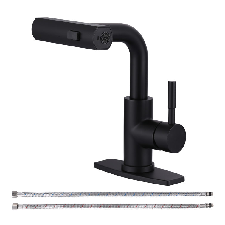 Single Handle Pull Out Kitchen Faucet With Unique 90° Swivel Sprayer Head In Three Function Modes