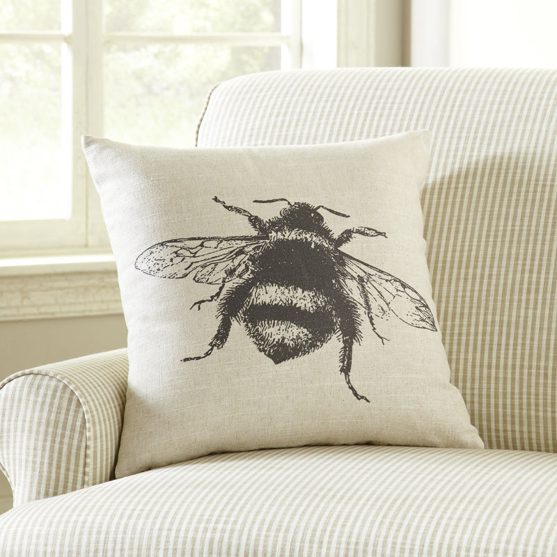  Pen-and-Ink Bee 18" Pillow Cover