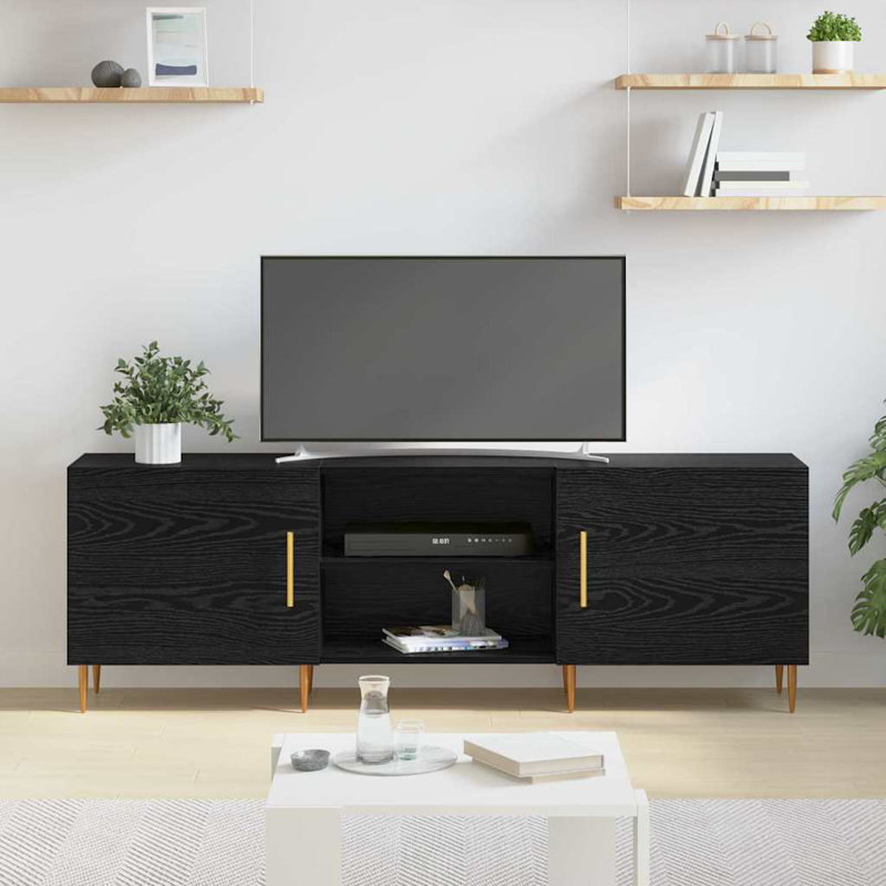 TV Cabinet 150 X 30 X 50 Cm Engineered Wood, Black Oak