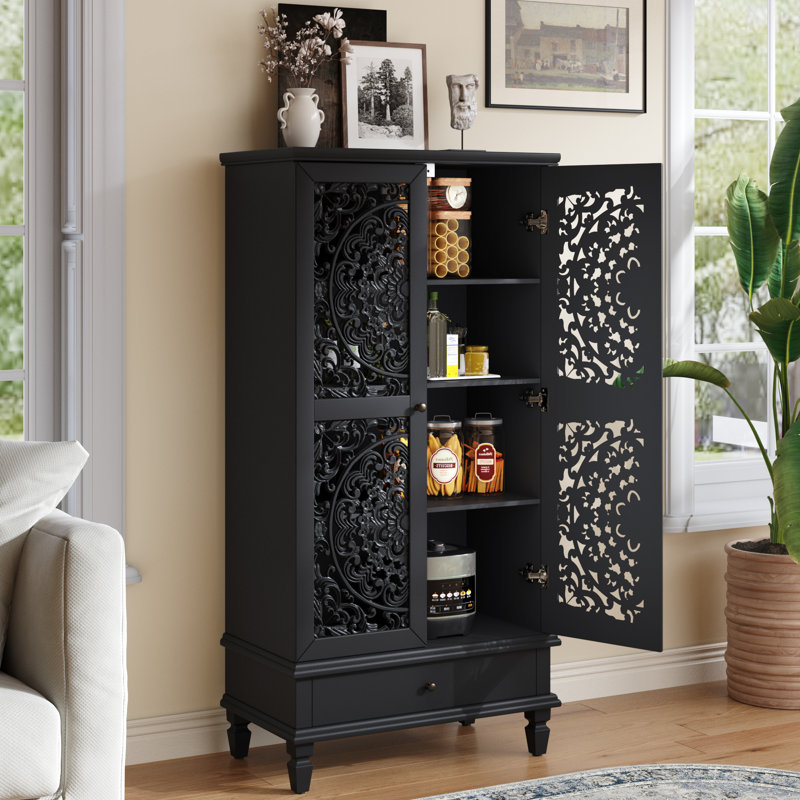 Buffet Sideboard Cabinet With A Drawer, Black