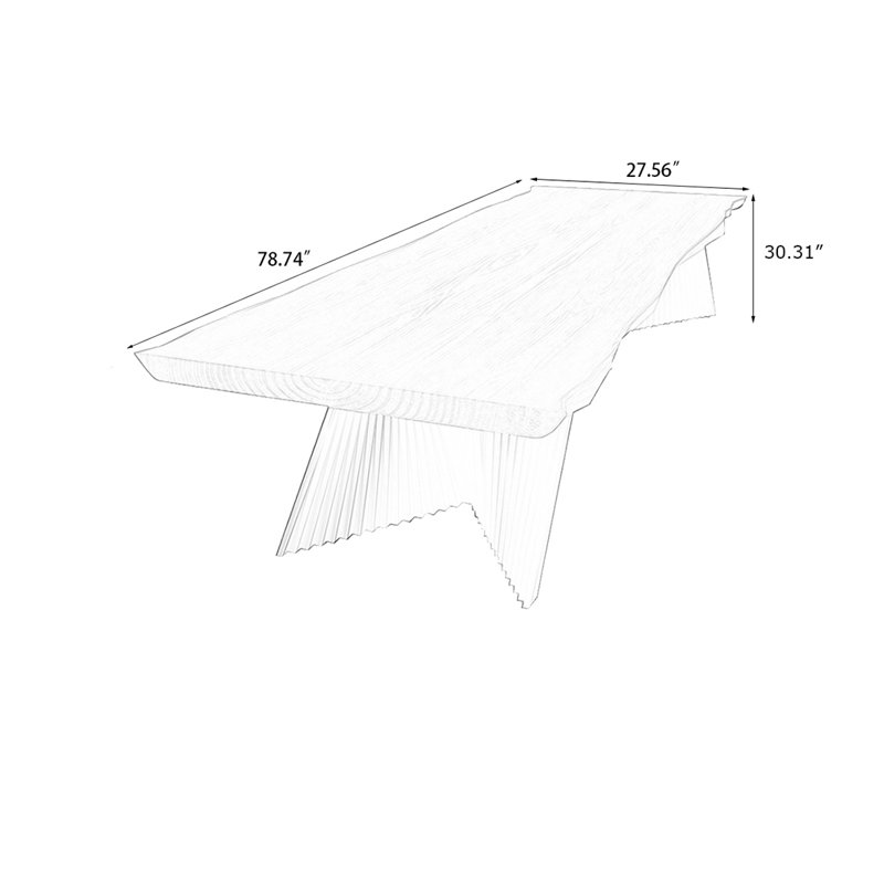 Bureau brun bois de noyer + rectangulaire en bois massif + acier au carbone, 30.31" H x 78.74" W x 27.56" D