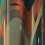 Rideau occultant vert et orange Mid Century Innovations IV - Mid-Century-1912219094