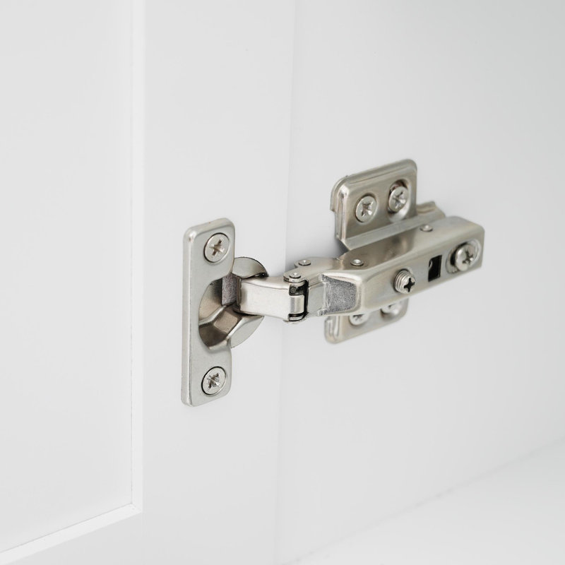 Meuble-lavabo autoportant de 71,6 po avec 2 portes à charnières amortissantes, 3 tiroirs (dont 1 tiroir profond), des tablettes réglables, des poignées en fer noir, un stratifié PB durable et un panneau de fibres à densité moyenne