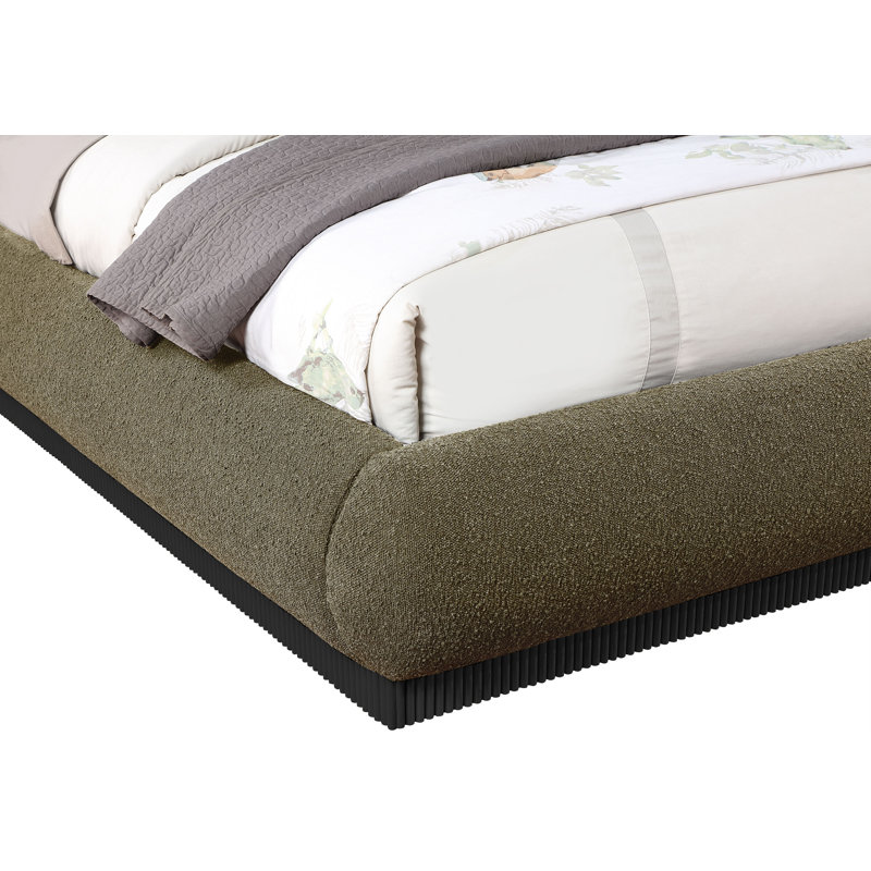 Rigby Upholstered Platform Bed, Queen, Olive Boucle Fabric