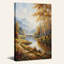 Tableau sur toile représentant des bouleaux d'automne au bord d'une rivière de montagne-1818812804