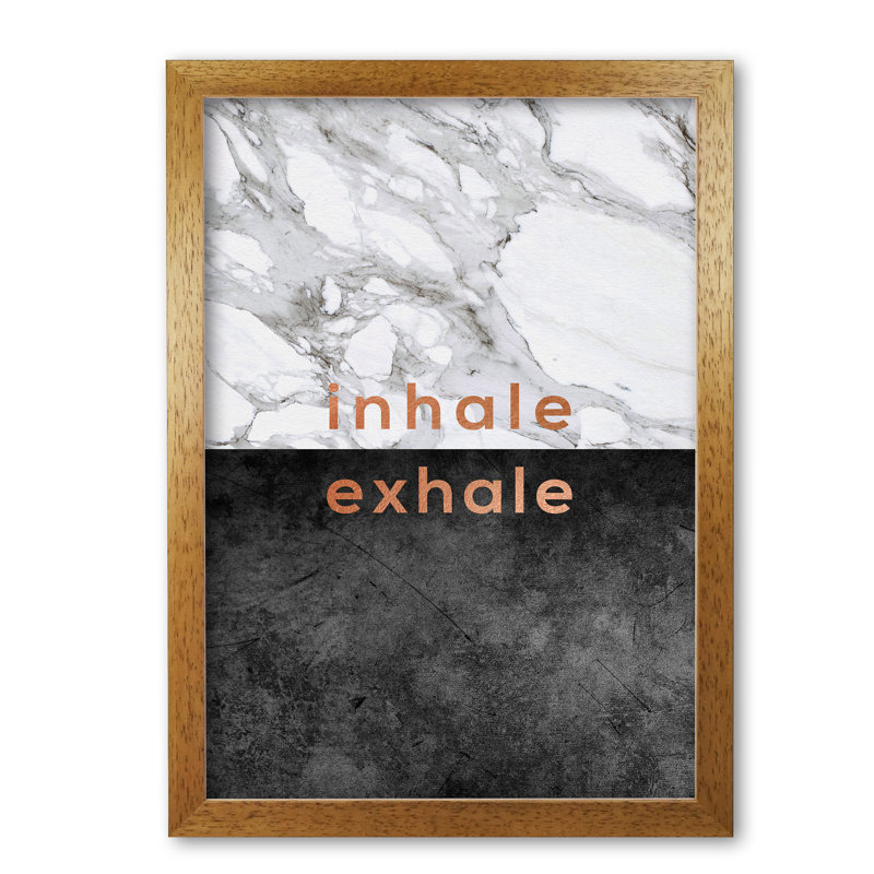 Inhale Exhale Copper - Print, Honey Oak Frame, 42 cm H x 30 cm W x 5 cm D
