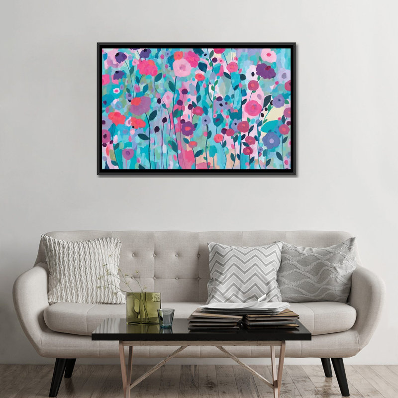 « joy-joy », impression sur toile, H 32 po x l 48 po x P 1,5 po, Toile avec cadre noir, Pas de tapis