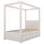  Lit plateforme à baldaquin avec gigogne et trois tiroirs de rangement, beige-425114785