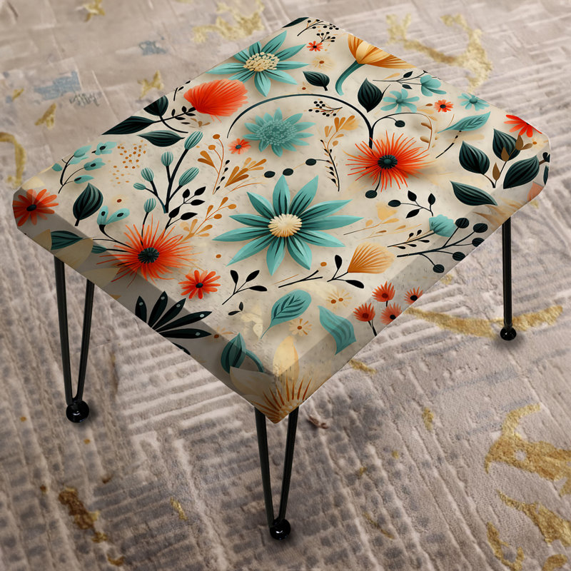 Multicolore Tribal Fusion Floral Motif - Repose-pieds rectangulaire floral