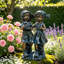 Statues de jardin garçon et fille en oxyde de magnésium – Décoration extérieure vintage résistante aux intempéries, ornements de pelouse légers et durables pour patio, cour, parterre de fleurs, porche – Touche rustique style chalet
