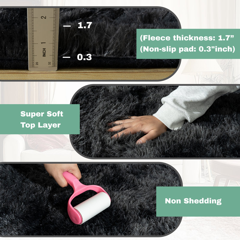 8×10ft Solid Color Rug Fluffy Shag Area Rug Indoor Carpet for Living Room Bedroom Bedside Nursery Kids' room