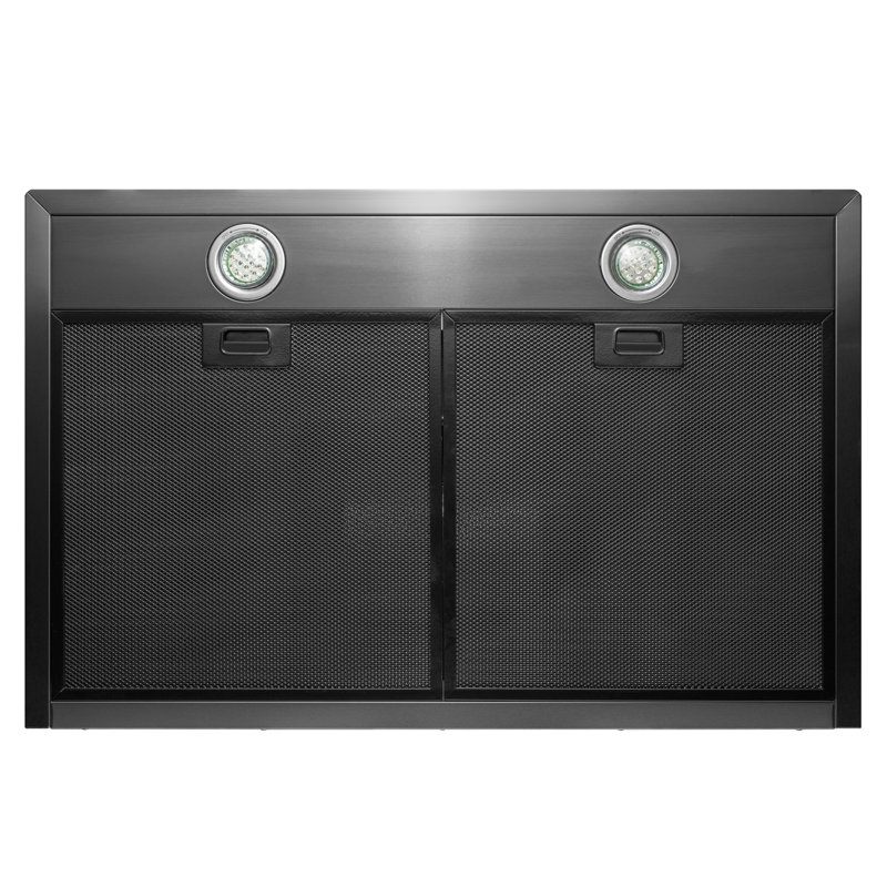 Hotte murale convertible 30 po 343CFM en acier inoxydable noir avec filtres à charbon