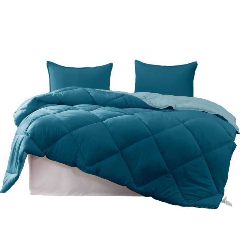 Box Stitch Comforter, Sea Turtle Teal/Caribbean Blue, Twin Comforter + 1 Sham