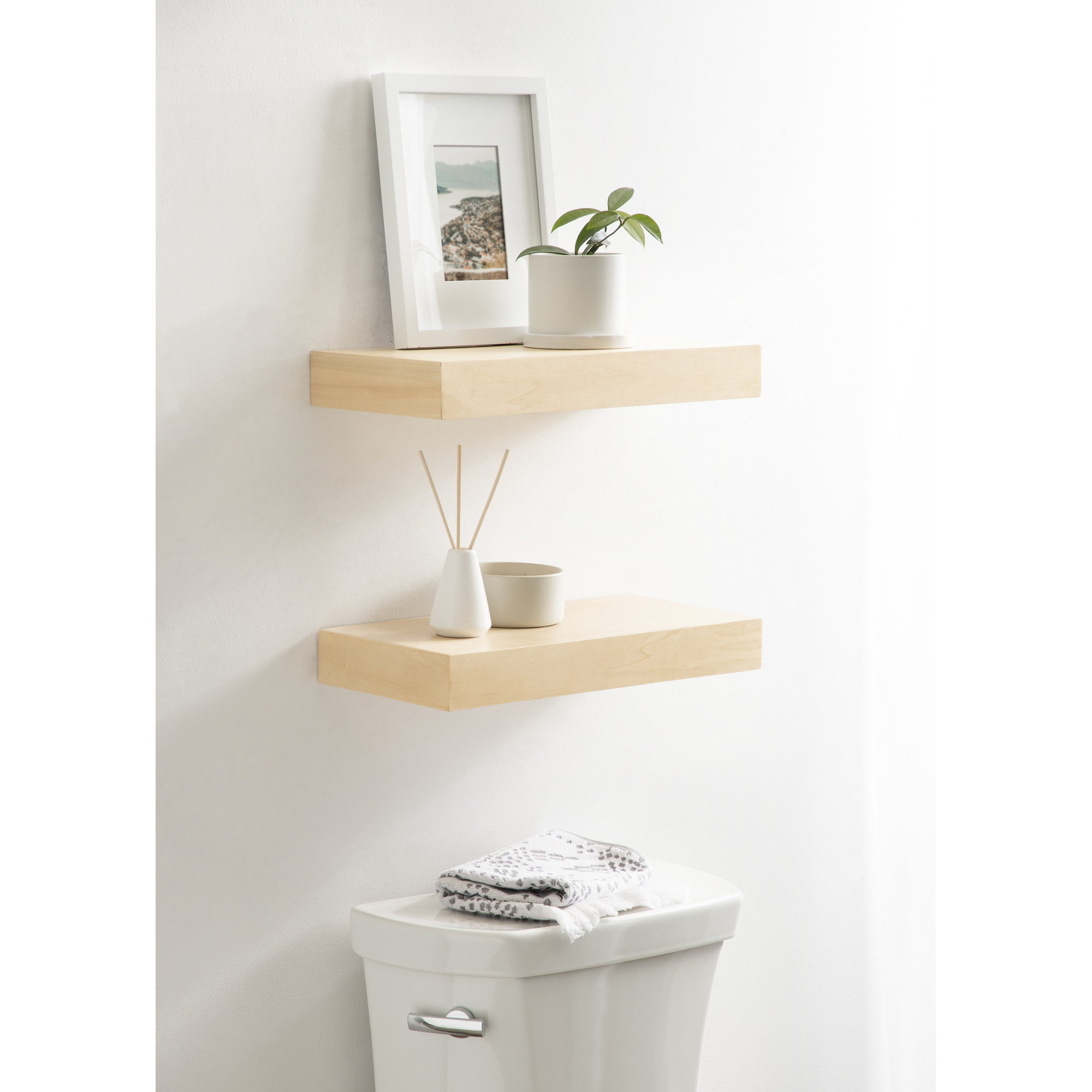 Jeremiah 2 Piece Picture Ledge Wall Shelf, 2.3" H x 18" W x 8" D, Natural