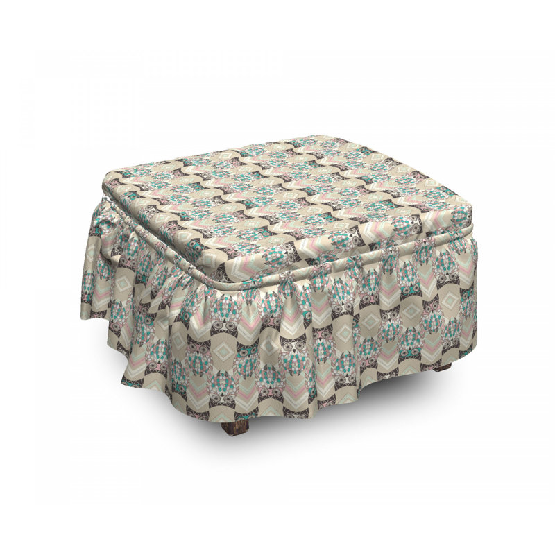Ensemble de housse pour repose-pieds à coussin de boîte 2 pièces owls native zigzag