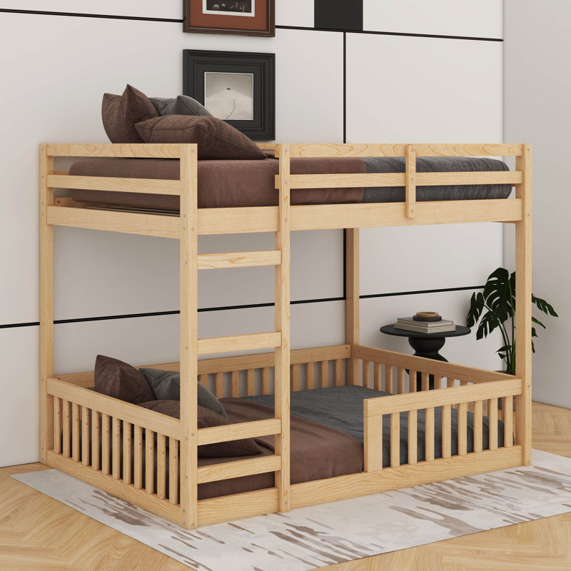 Full Over Full Wood Bunk Bed With Ladder, Natural