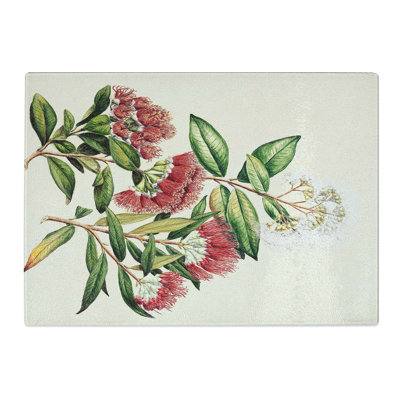 Tempered Glass Rata Flowers by Sarah Featon Chopping Board
