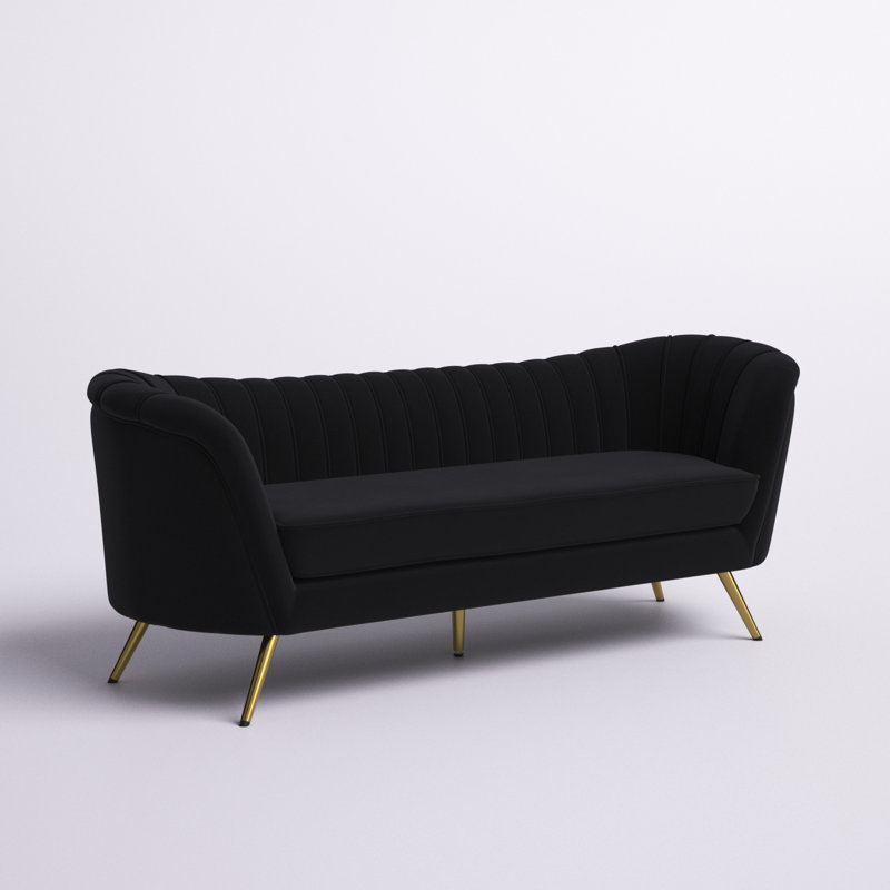 Margo 88" Velvet Sofa, Black Velvet