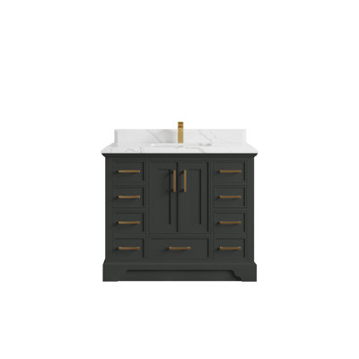 Charlotte 42'' Single Bathroom Vanity with Quartz Top
