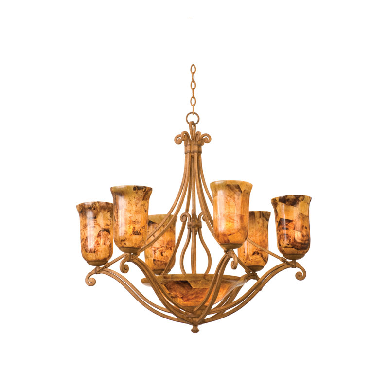 Lustre Somerset 8 LT Kalco, Écaille de tortue, Coquillage