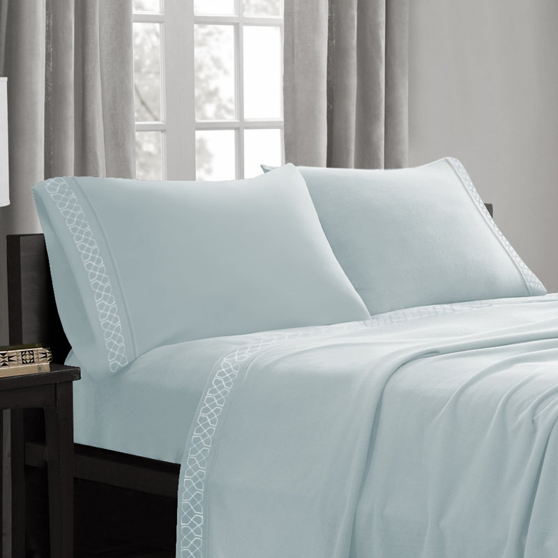 Ensemble de literie en satin, Simple, Taupe / Blanc