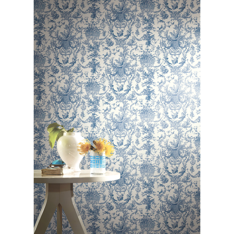 Book Floral Wallpaper Roll, Blue