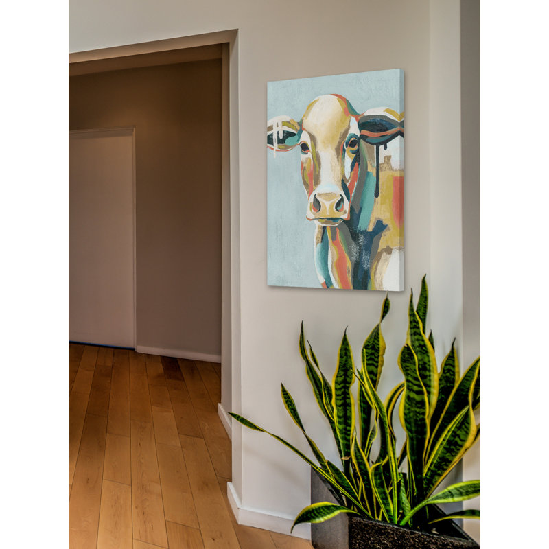 Colourful Cows I - Wrapped Canvas Print, 114cm H x 76cm W 
