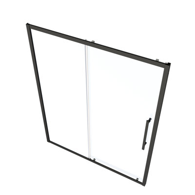 50 - 54" W X 72" H Shower Door, Matted Black, 1/4" Tempered Glass, Nano Easy Clean, Protective Film, Magnetic Closure, Sliding Black Finish, Universal Handle, Stable